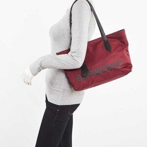 Burberry Burgundy/Black Eco Nylon Small Tote Bag